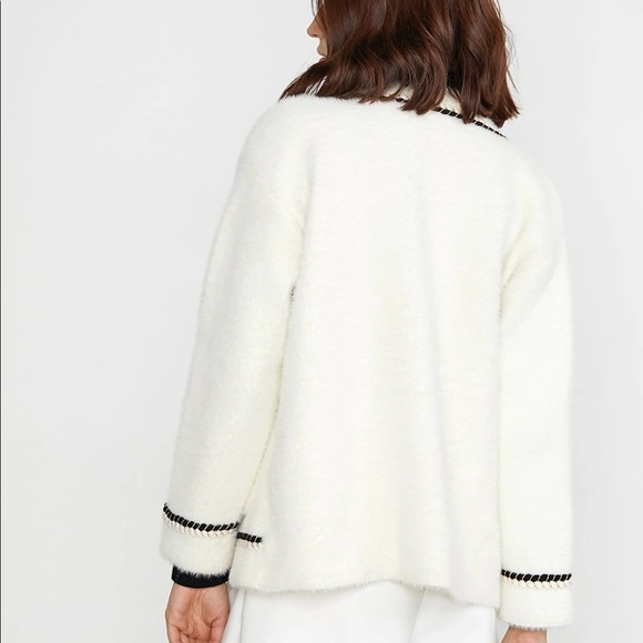 SOLD - Yasmina White Drop Shoulder Chunky Knit Cardigan - One Size / White - Picture 2 of 5